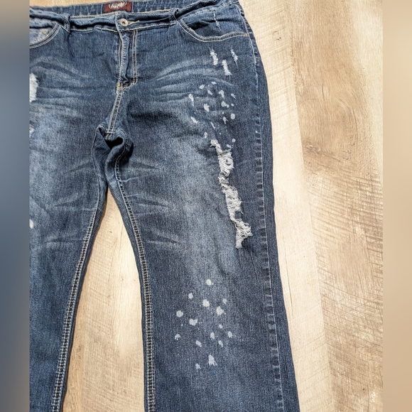 Angels Dark Wash Distressed Bootcut Jeans - Picture 4 of 11